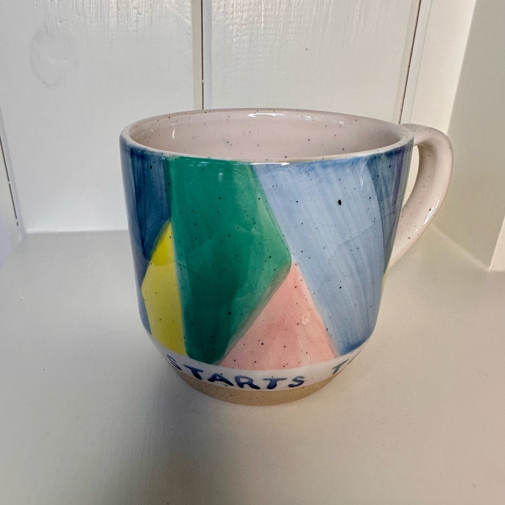 Anthropologie Molly Hatch Lexicon Mug "Everything Starts Today” Coffee Tea Cup